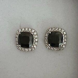 White Gold And Black Diamond Stud Earrings